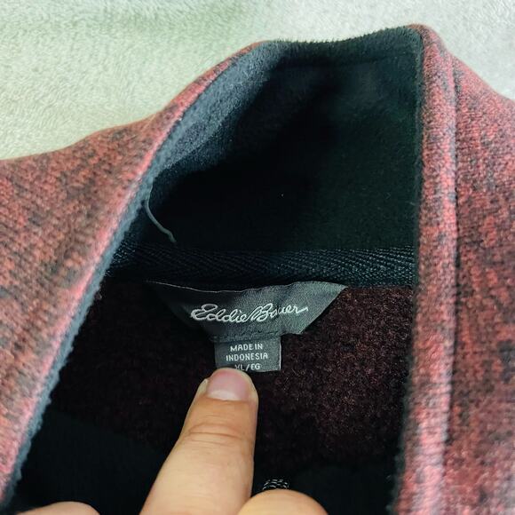 Eddie‎ Bauer Sweater Men XL Maroon Fleece 1/4 Zip Pullover Collared Outdoor - Picture 3 of 12